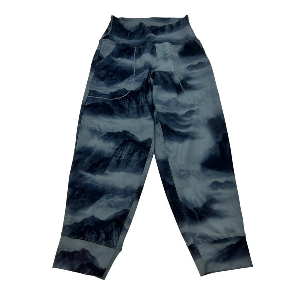 Oalka Womens Active Cropped Jogger Pants Black/Gray Size XS Pockets